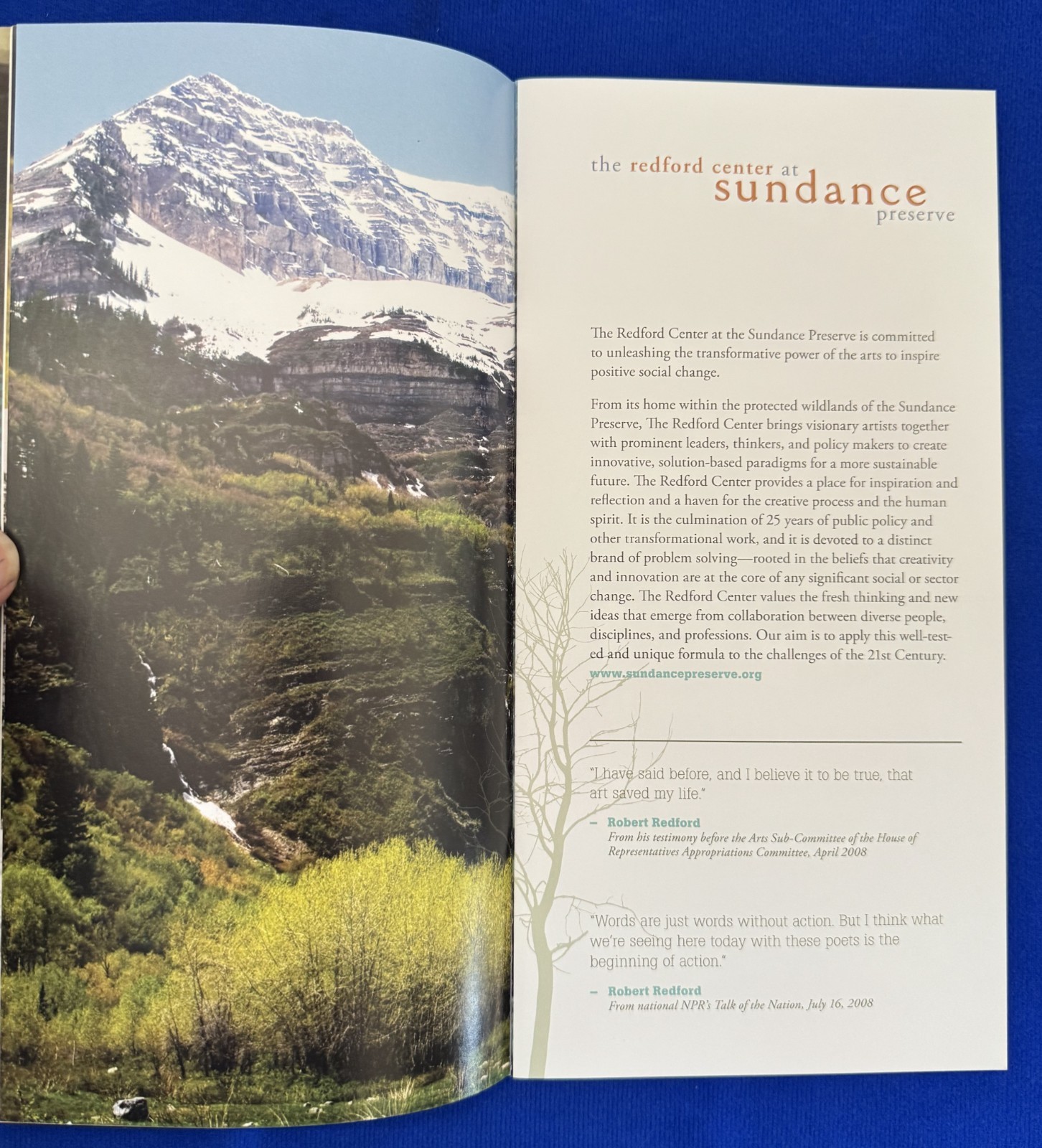 2008/2009 Redford Center Sundance Program Brochure-Robert (Bob) & James Redford