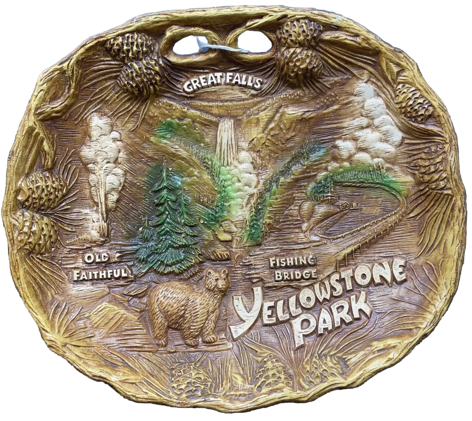 Vintage Taco Yellowstone Park Souvenir Plate Bowl 3D Retro Cabin Decor