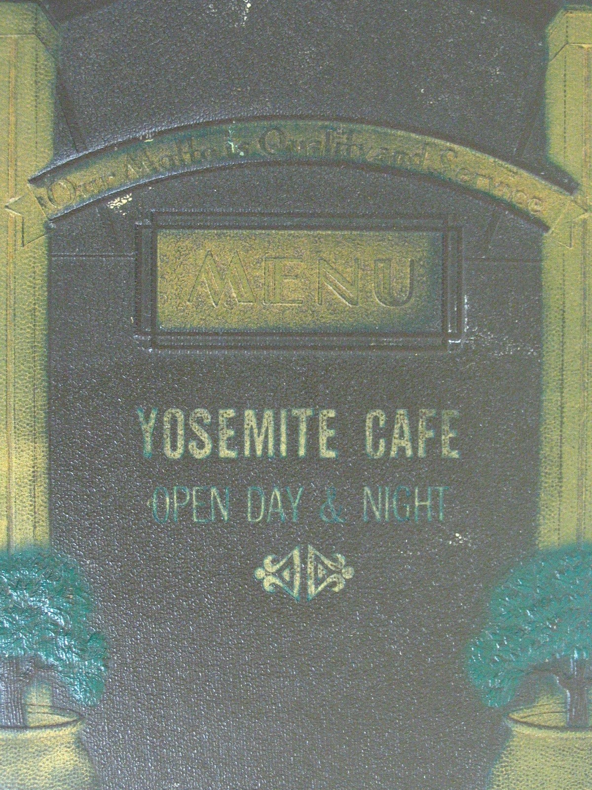Vintage/Antique Yosemite Park Caffee Breakfast Dinner Menu Leather Cover