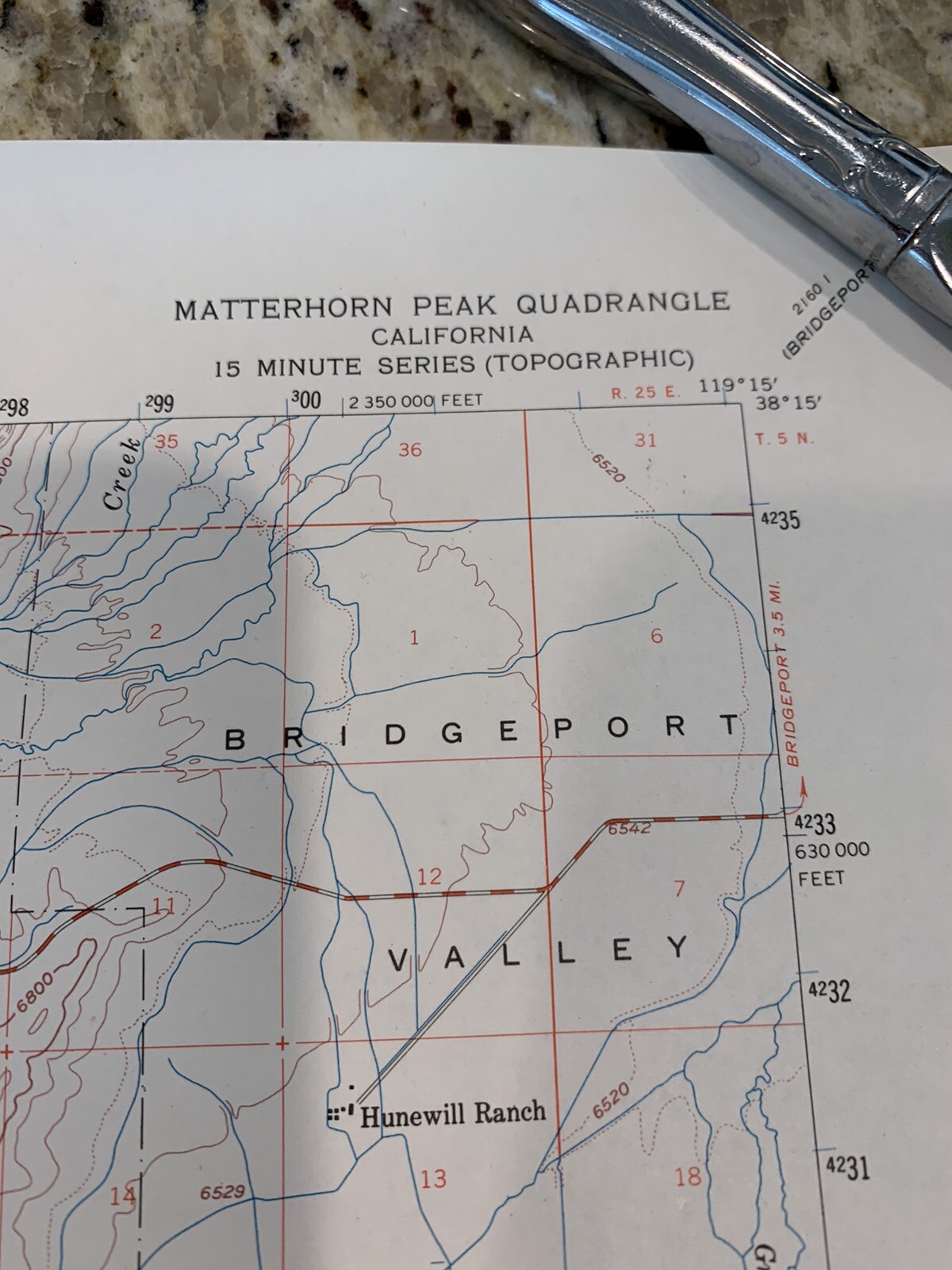 VTG 1956 Topographic Map Matterhorn Peak Yosemite, CA 21″ x 17″