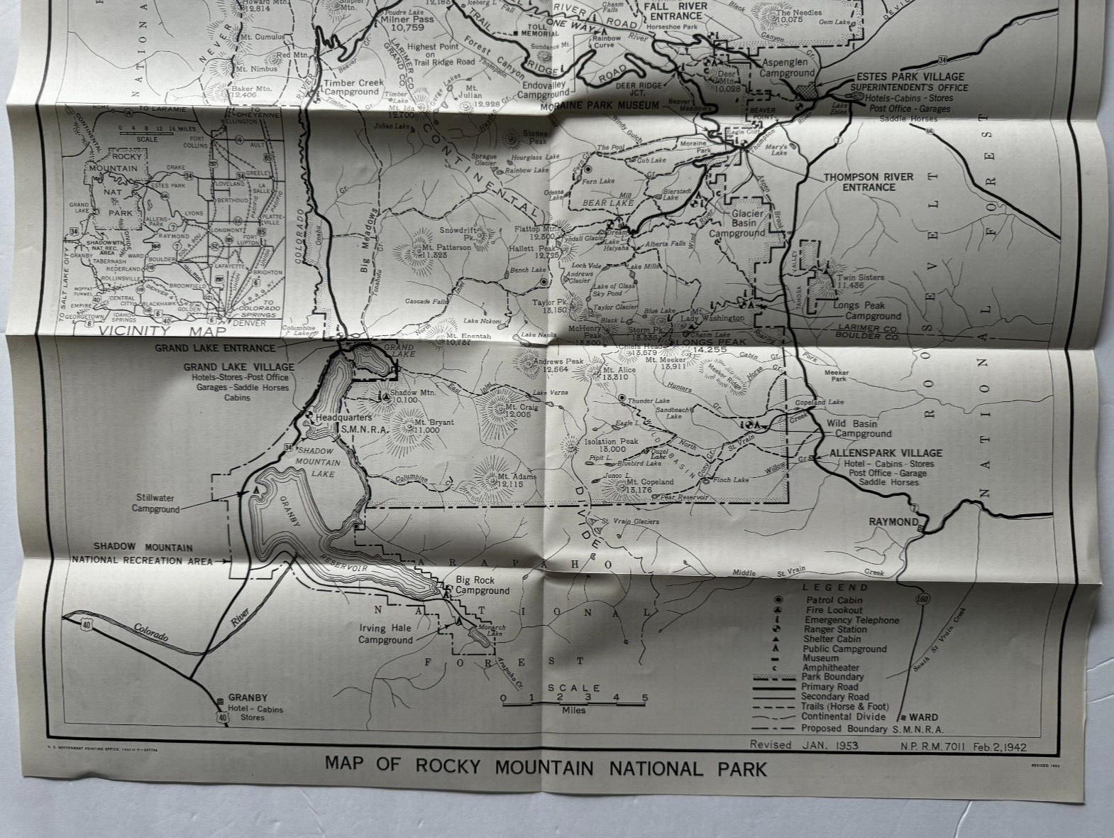 Vintage 1953 Colorado Rocky Mountain National Park Brochure Map illustrated