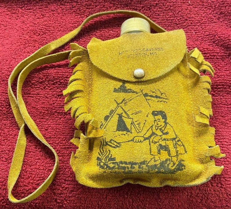 Vintage Bloom Brothers Leather Bag & Canteen Colorado Tassel early 1900’s B29