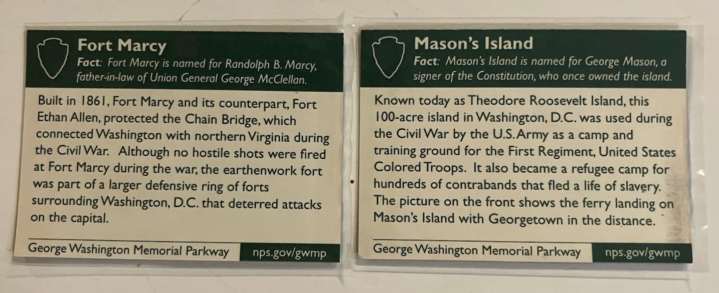 WASHINGTON PARKWAY ALL POST R R NATIONAL PARK CIVIL WAR CIVIL RIGHT TRADING CARD