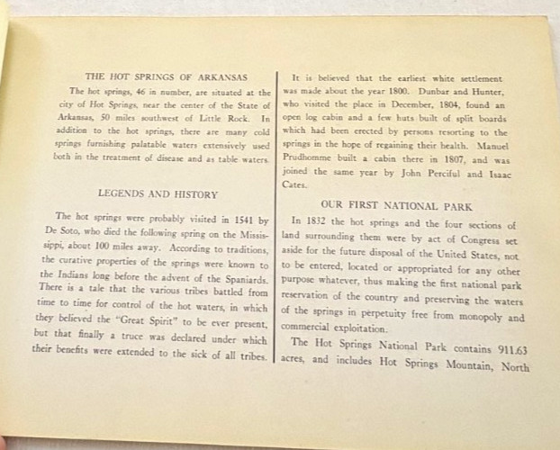 1930’s Booklet “Hot Springs National Park ” Arkansas – 42 pages of Pics & Info *