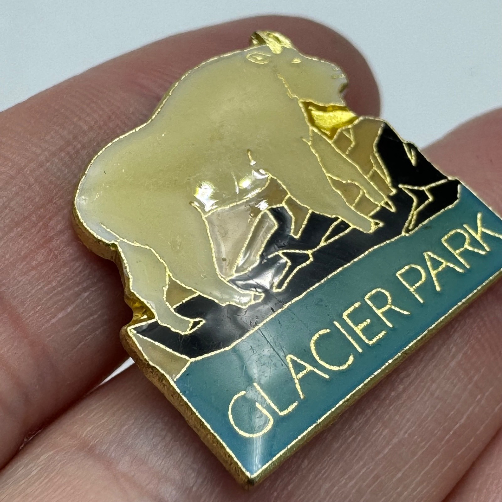 Vintage Glacier Park Mountain Goat Wildlife Montana Scenic Lapel Pin