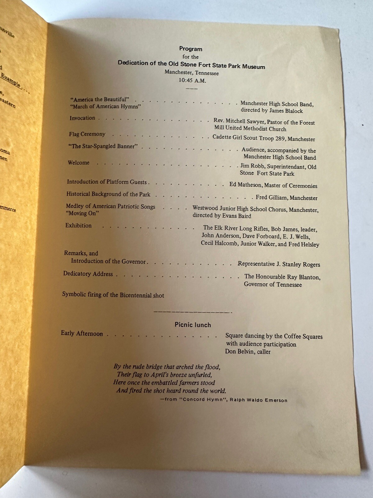 The Old Stone Fort Museum Coffee County TN Dedication Program (3B)