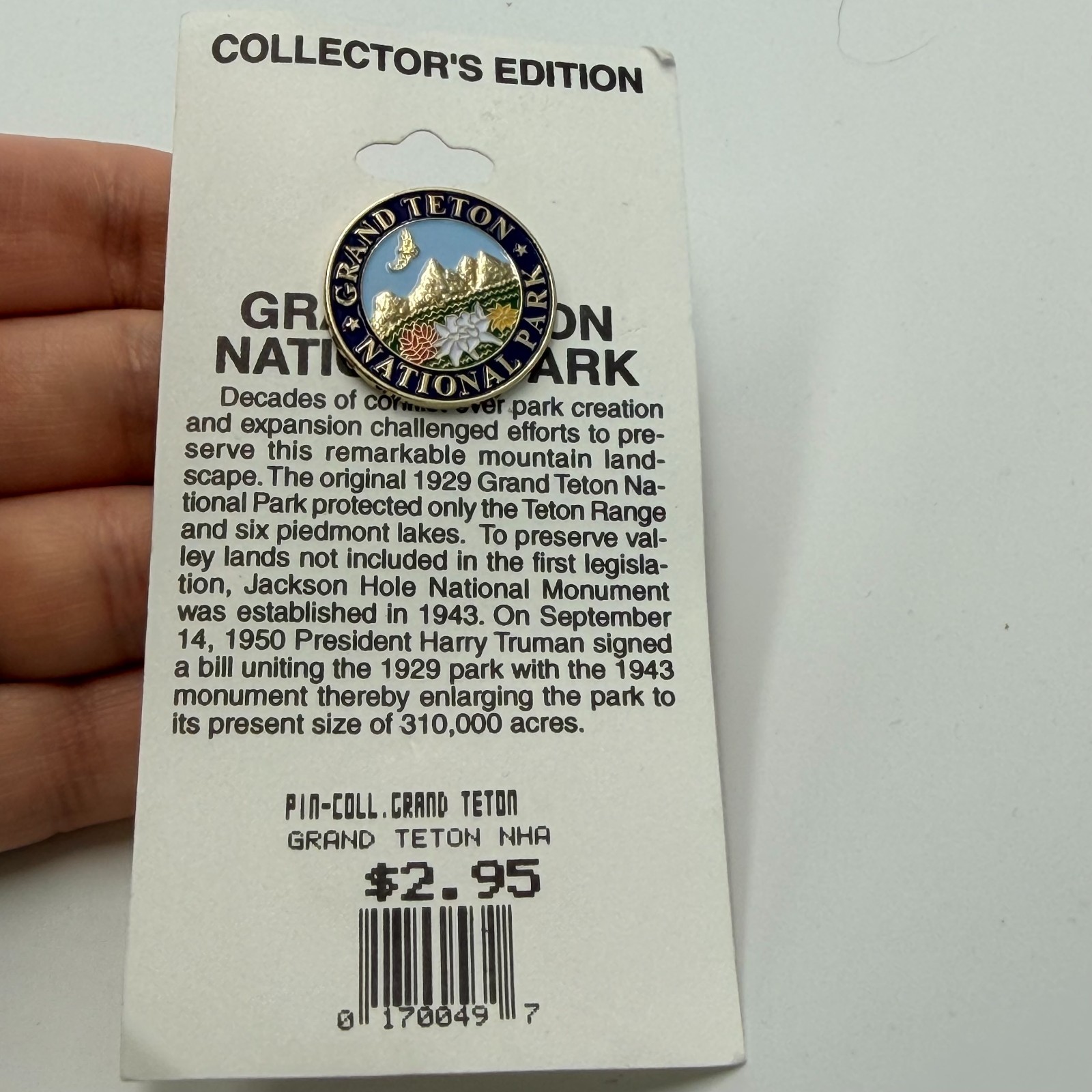 Grand Teton National Park Wyoming Mountain Lapel Pin Wildflowers Travel Souvenir