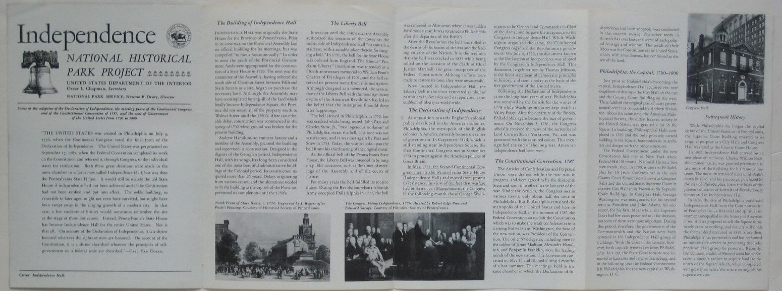 1952 Map Brochure INDEPENDENCE NATIONAL HISTORICAL PARK PROJECT Philadelphia PA