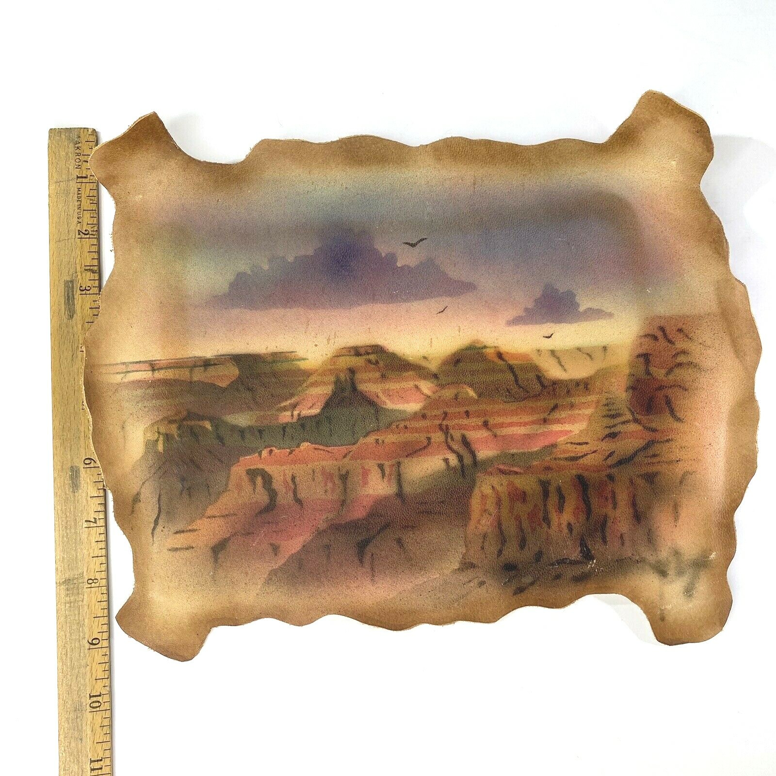 Vintage Grand Canyon Afternoon Southwestern Airbrushed 1990 Sheepskin Wall Decor