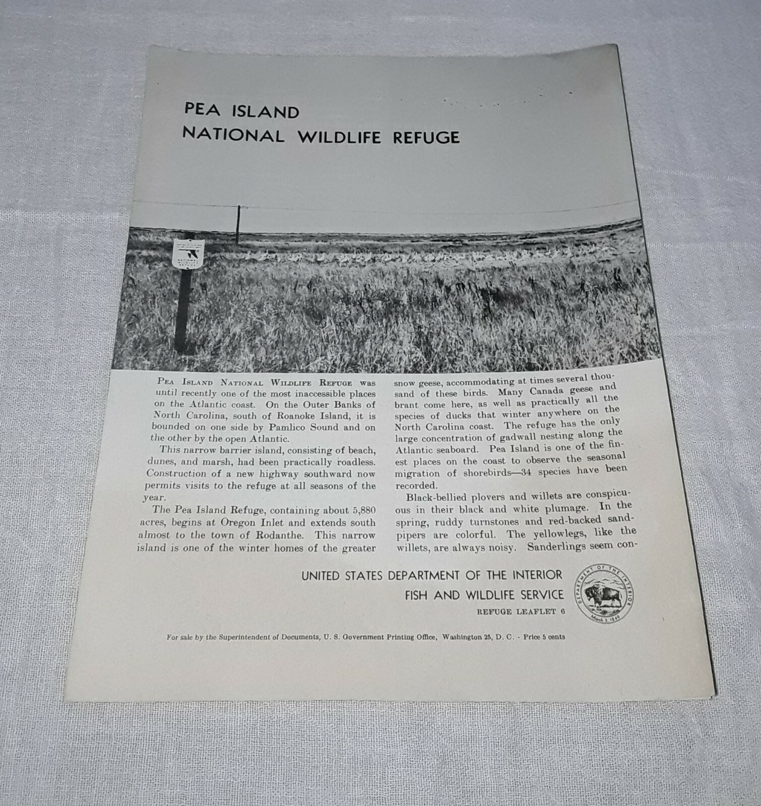 PEA ISLAND NATIONAL WILDLIFE REFUGE BROCHURE 1954