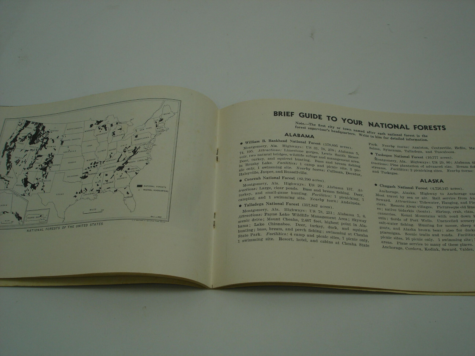 1960 NATIONAL FOREST VACATION Book Parks by State Scenic Drives Picnics Guide
