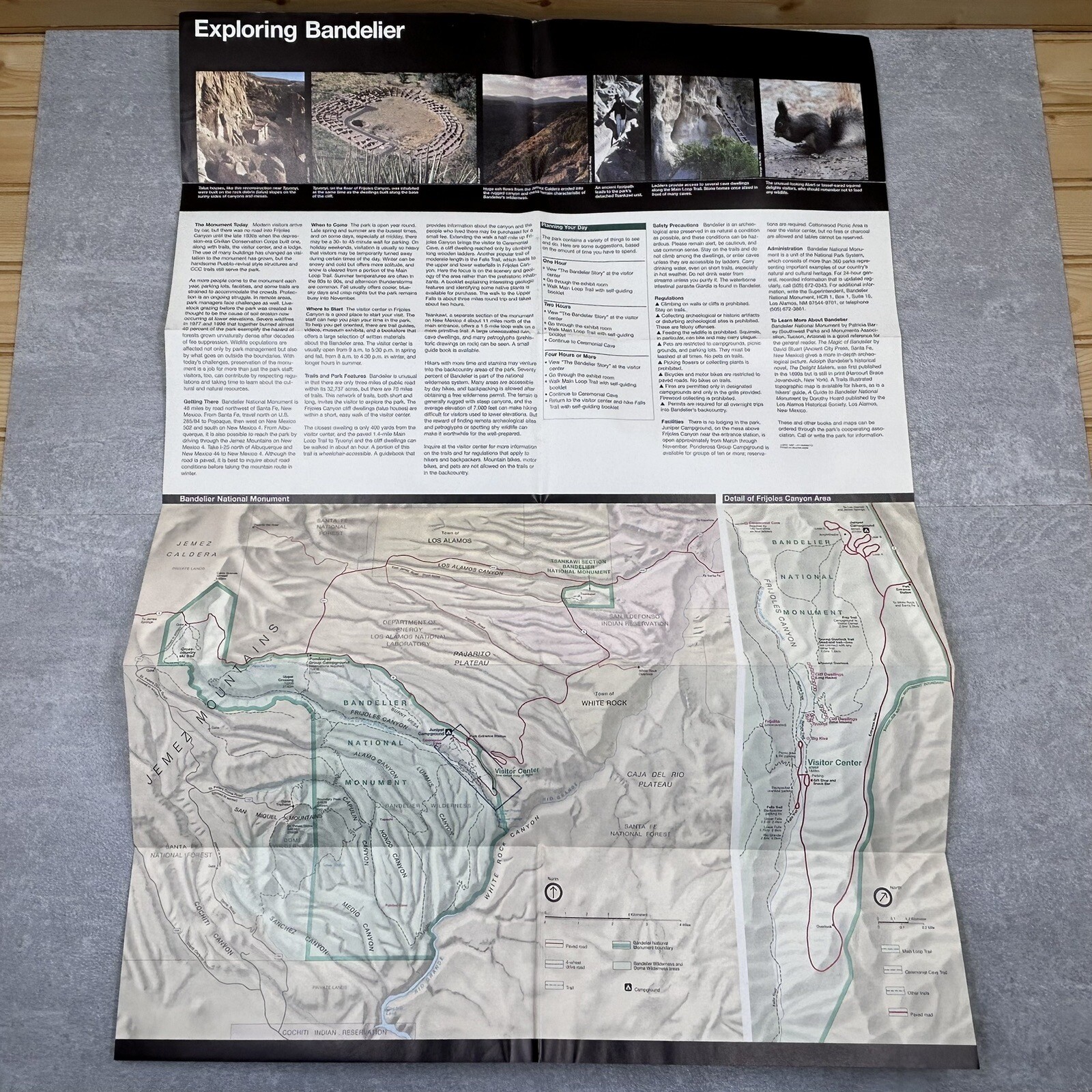 Vintage 1997 Bandelier National Park Service Official Map and Guide New Mexico
