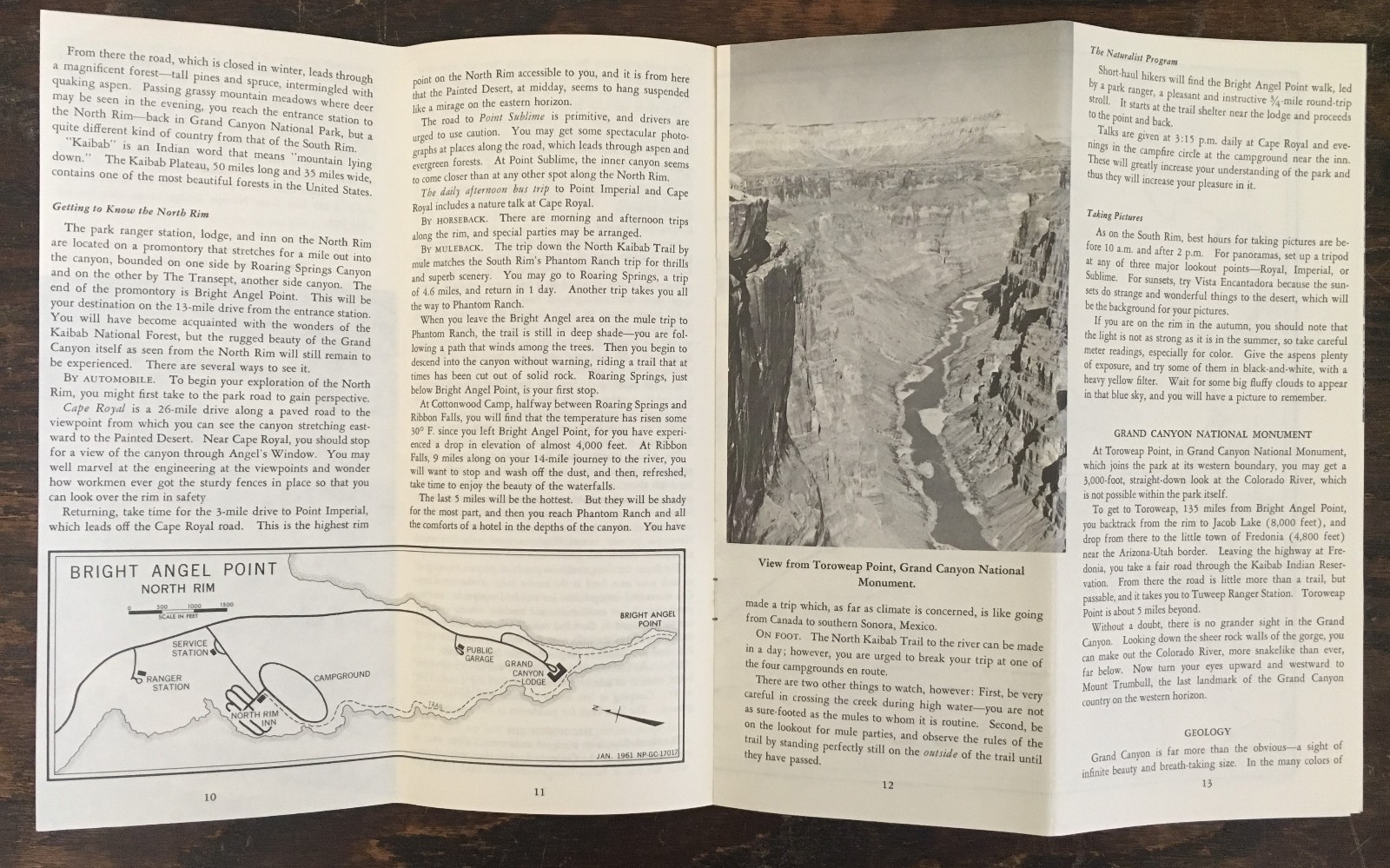 1961 Grand Canyon National Park – Information of Sites – Includes Maps – Arizona