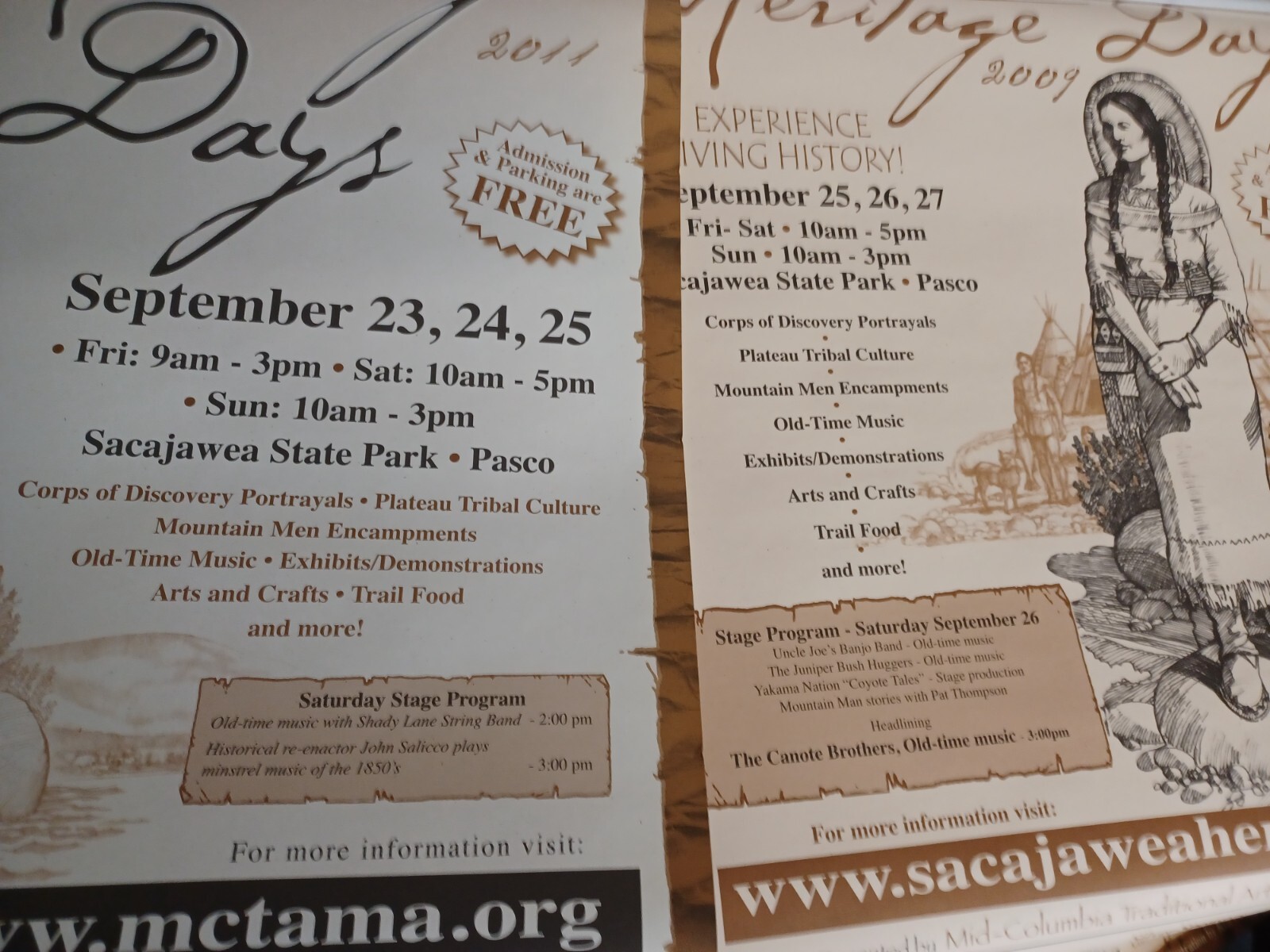 Sacajawea State Park Heritage Festival Posters 2009 2011 18″ x 24″