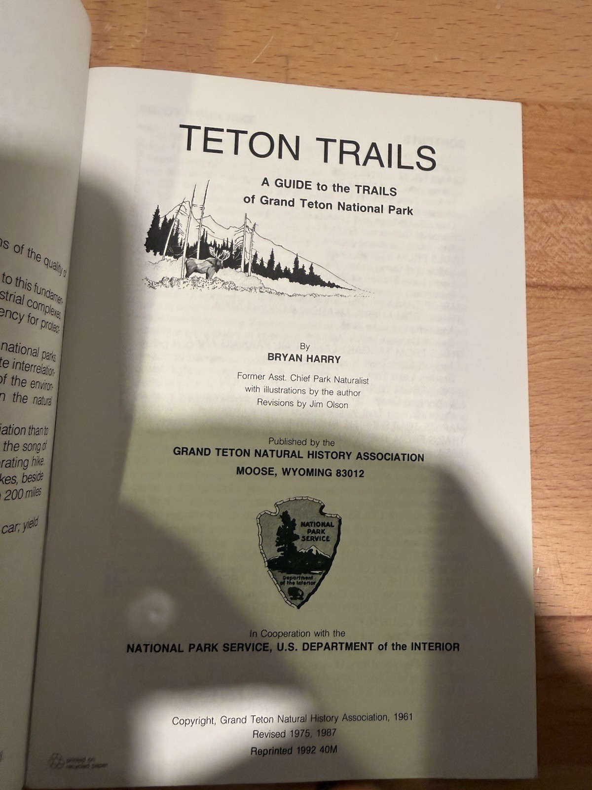 Teton Trails A Guide to the Trails of Grand Teton National Park Pre Owned
