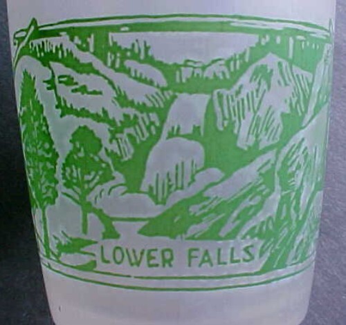 Vintage Yellowstone National Park & Wyoming Old Faithful Tetons Frosted Glass