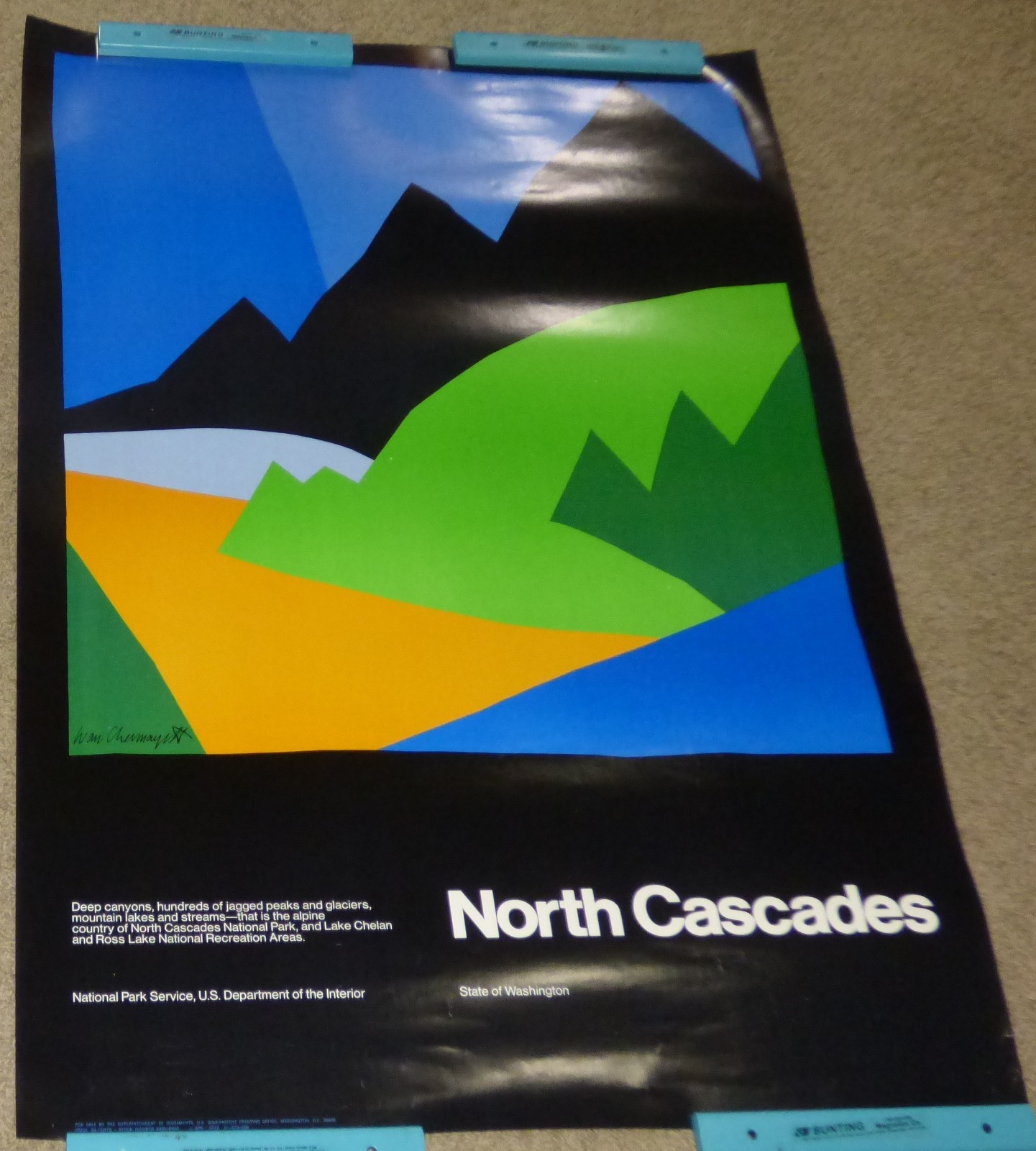 Vtg 1972 Ivan Chermayeff North Cascades National Park Washington State Poster