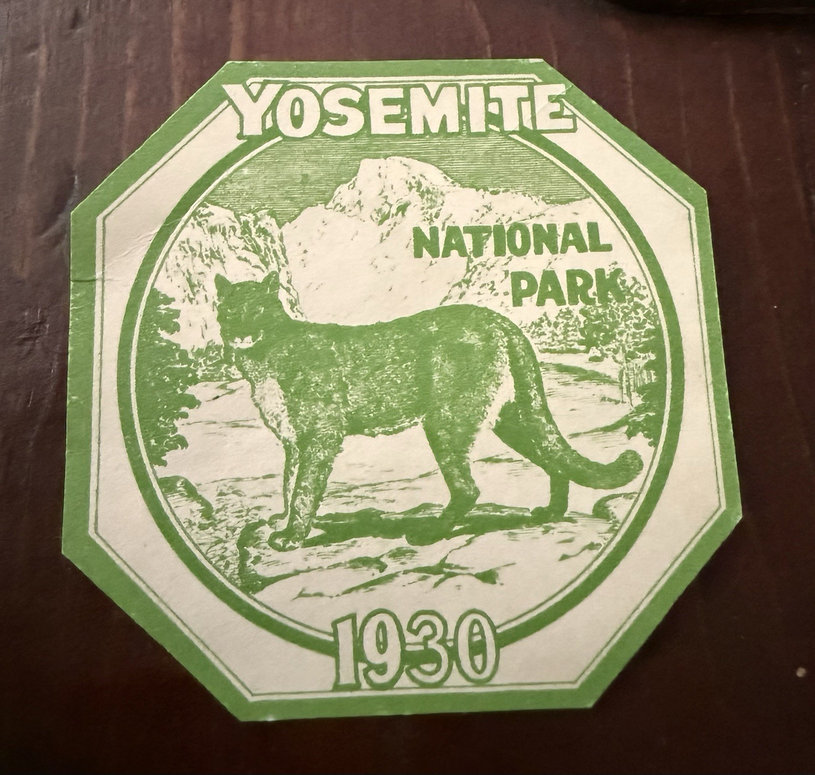 Vintage 1930 Yosemite National Park Pass Car Decal