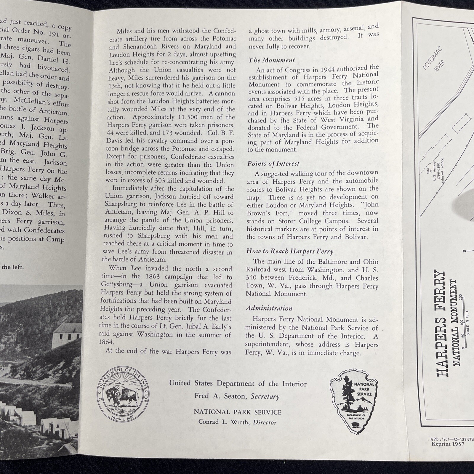 Vintage 1957 Harpers Ferry National Monument Brochure Pamphlet Info booklet