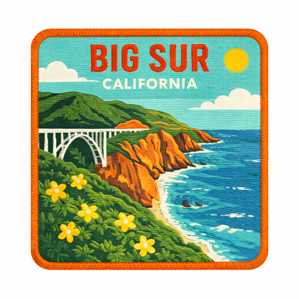 Big Sur California Patch Iron On Sew On 3″ Embroidered Badge