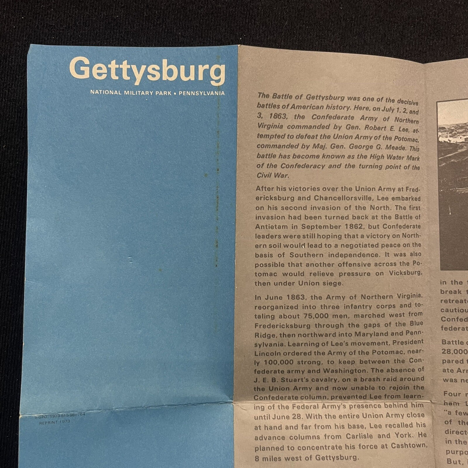 Gettysburg National Military Park Pennsylvania Map Pamphlet Brochure Vtg 1960s