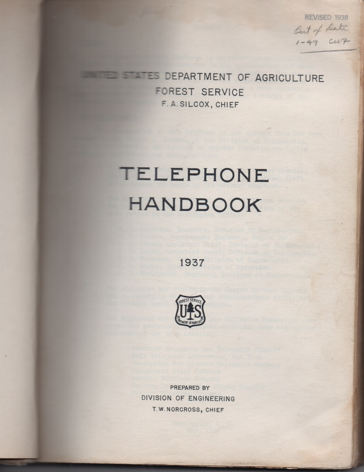 1937 – 1947 State of California Division of Forestry Telephone Systems Handbook