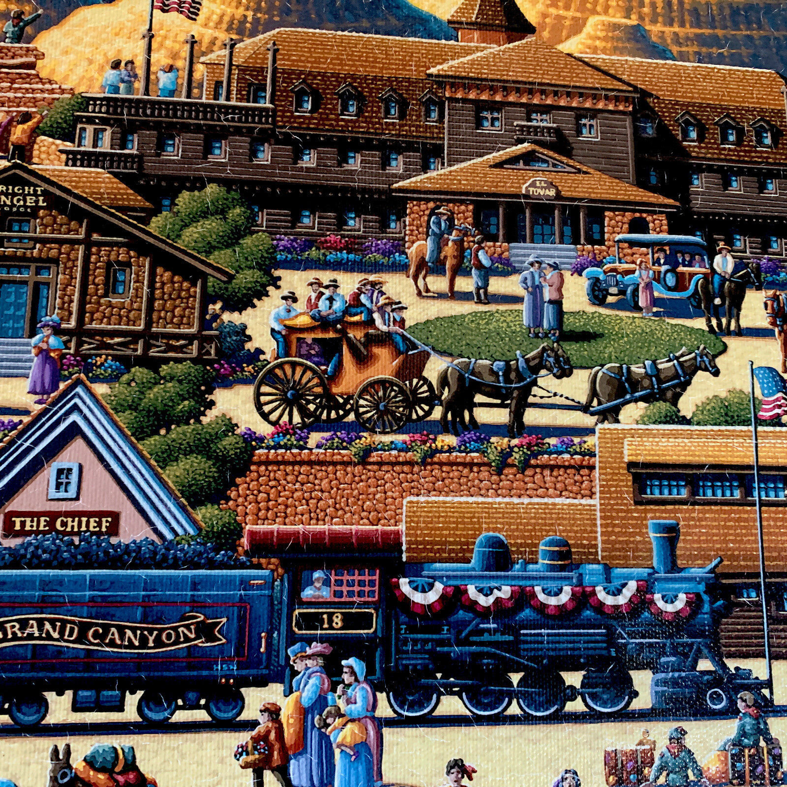 Eric Dowdle ‘Grand Canyon’ 16×20 Folk Art USA Souvenir Southwest Vintage Train