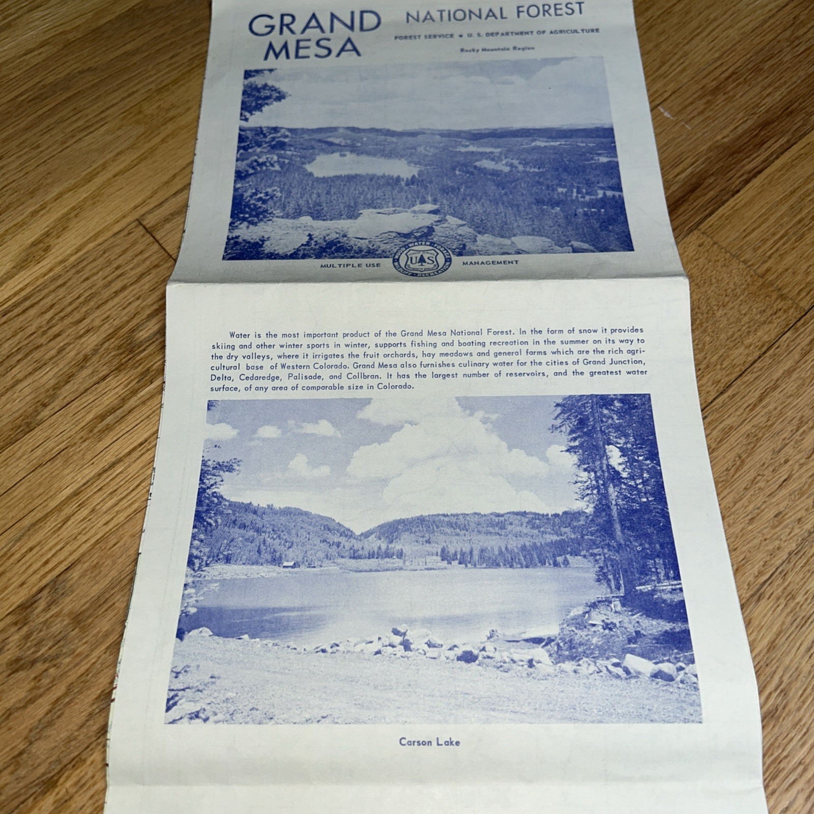 1959 GRAND MESA NATIONAL FOREST, Colorado MAP 22″ x 33″