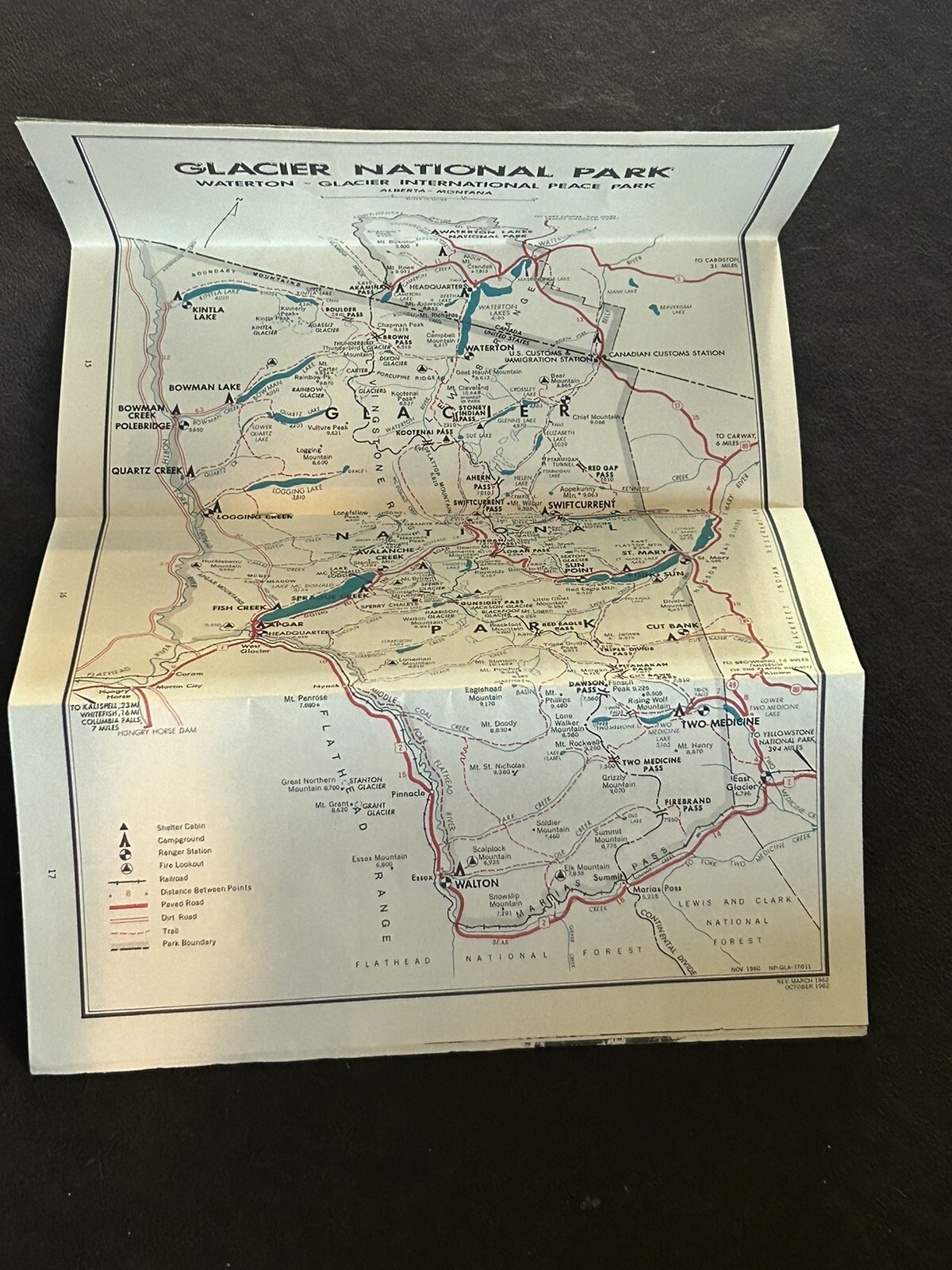 Vtg Tourist Travel Brochure Folded Paper Glacier National Park 1963 Montana 1F07