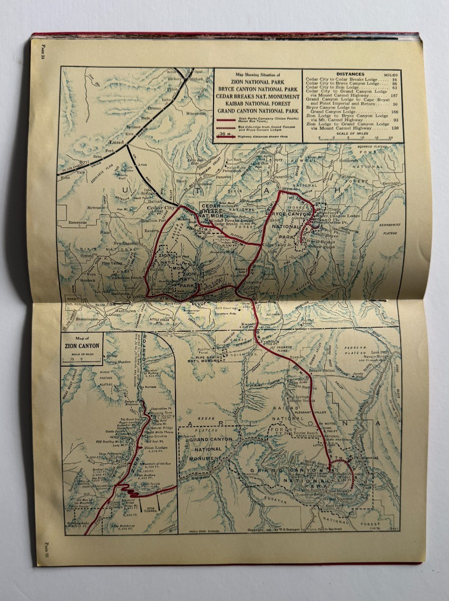 1940 Union Pacific Railroad Advertising Booklet Zion Bryce Grand Canyon Nat Park