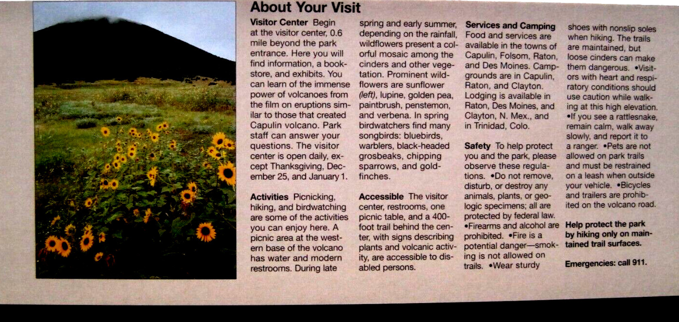 Capulin Volcano National Monument National Park Service Unigrid Brochure Map