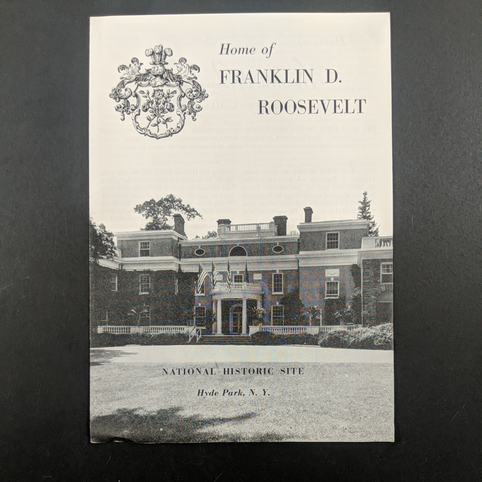 Vtg 1957 Home of Franklin D. Roosevelt National Historic Site Park Brochure FDR