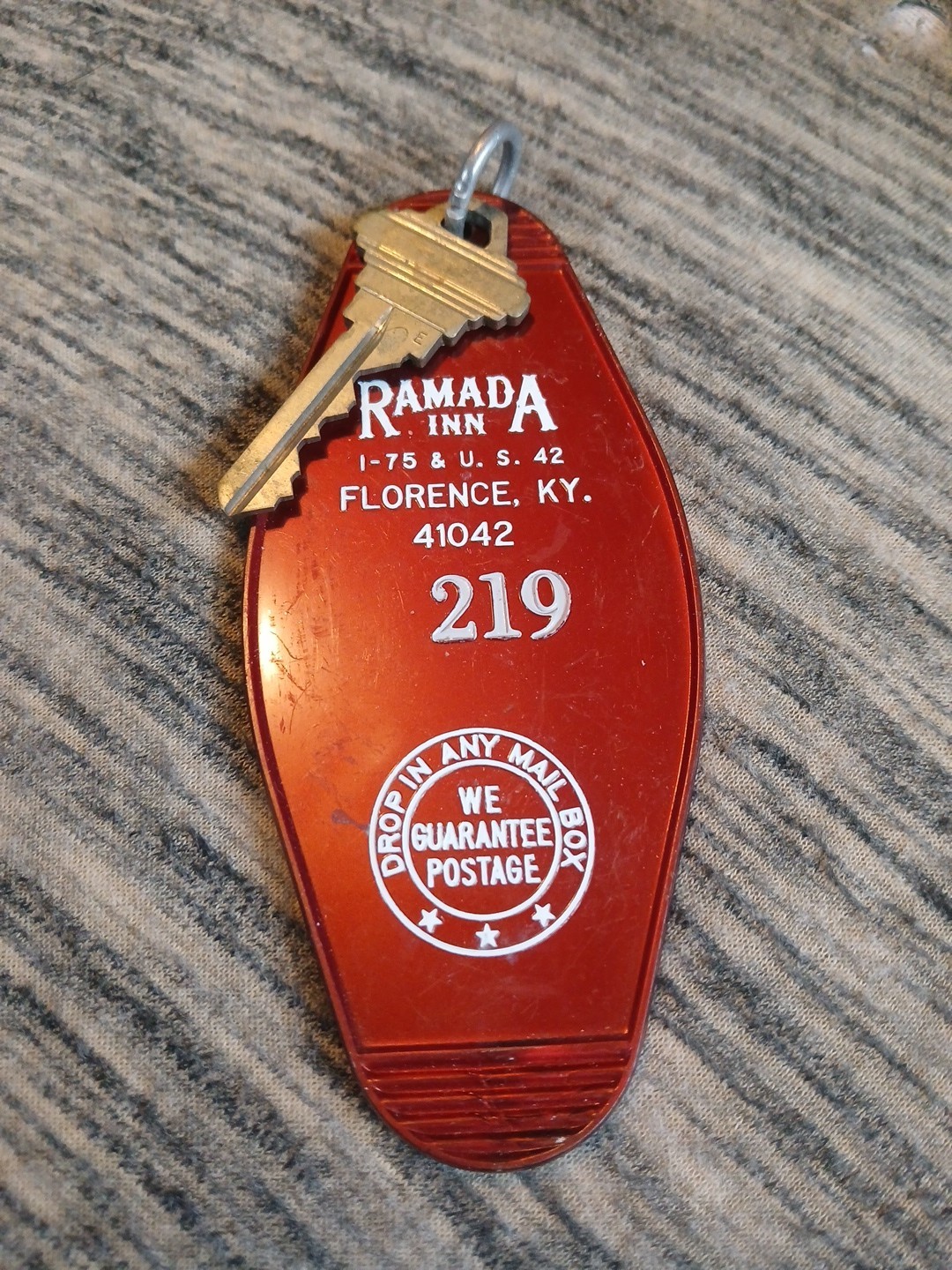 Vintage Ramada Inn Florence Kentucky Room 219 Hotel Key Tag Plastic Fob