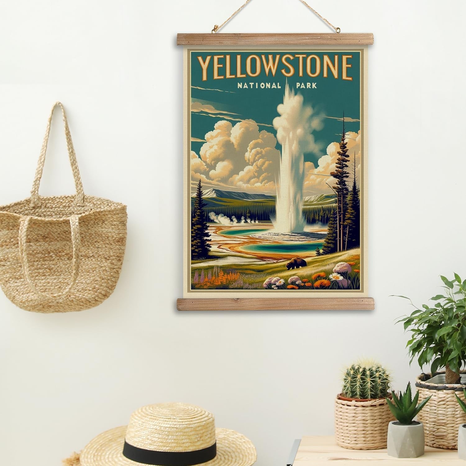 Vintage Yellowstone National Park Poster Framed for Home Elegance – 16×23 Inches