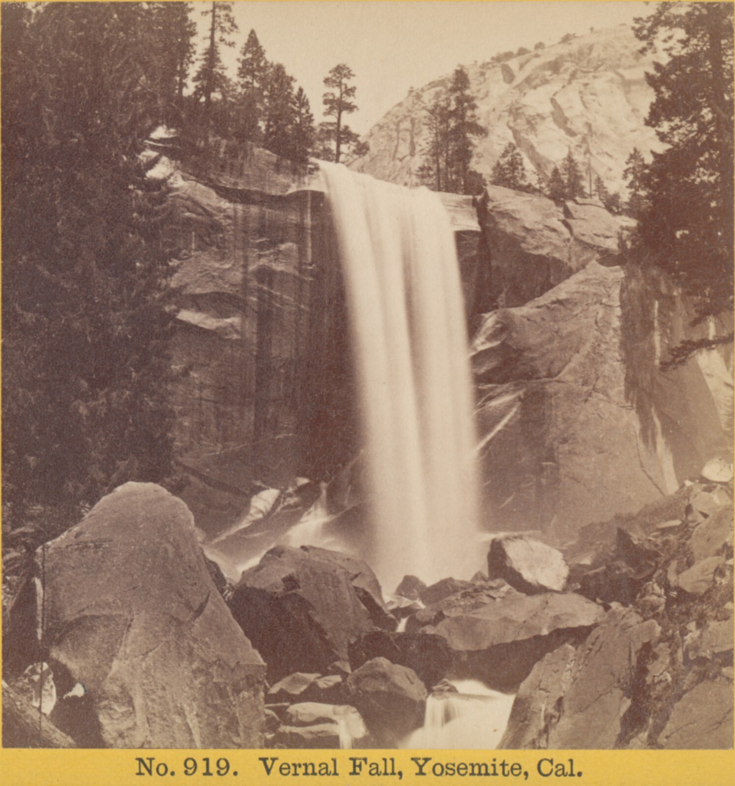 c1870 Vernal Falls Yosemite California Kilburn Brothers Stereoview Photograph