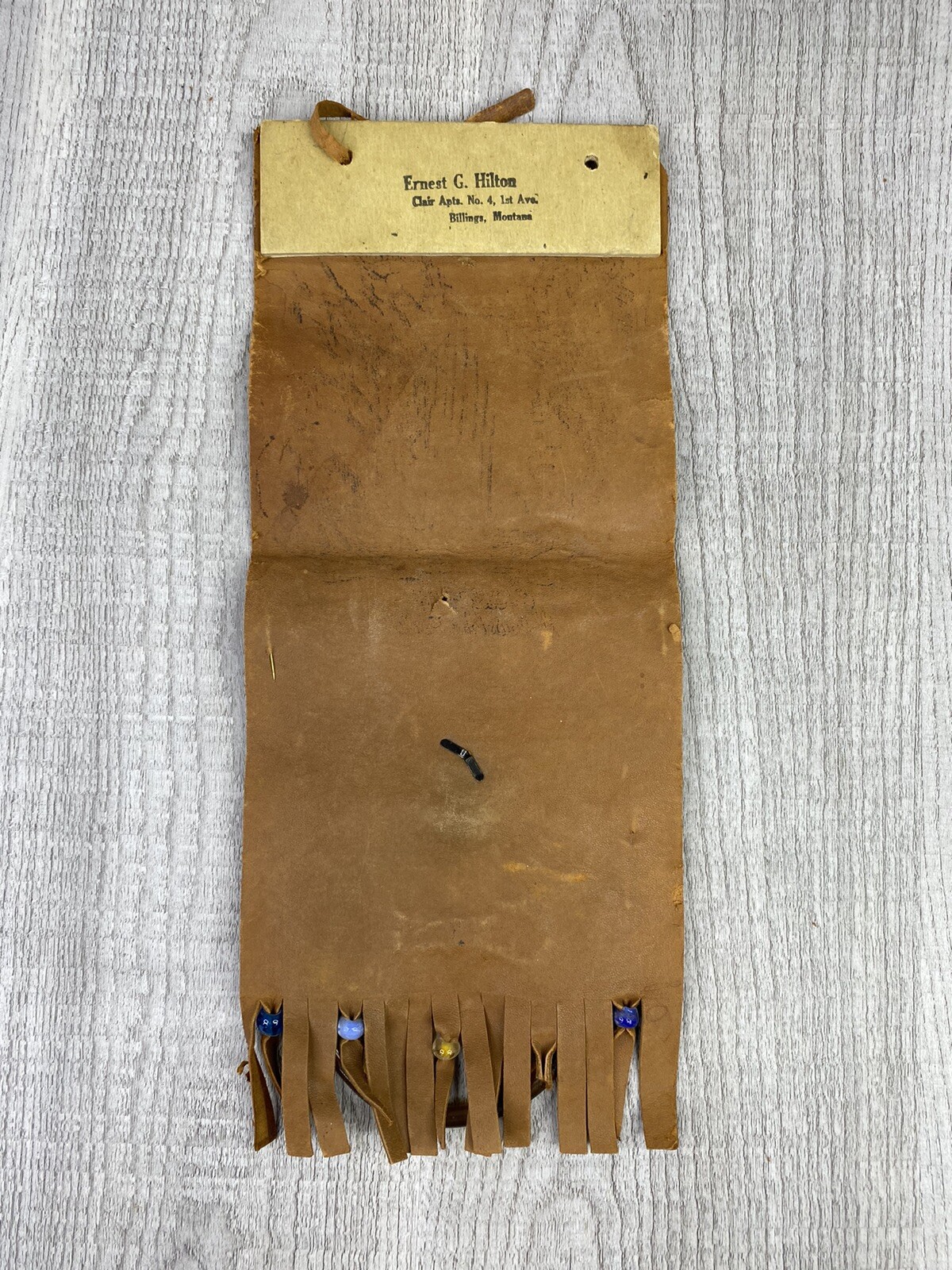 Rare Vintage / Antique Leather Bear Yellowstone National Park Souvenir Tie Hang
