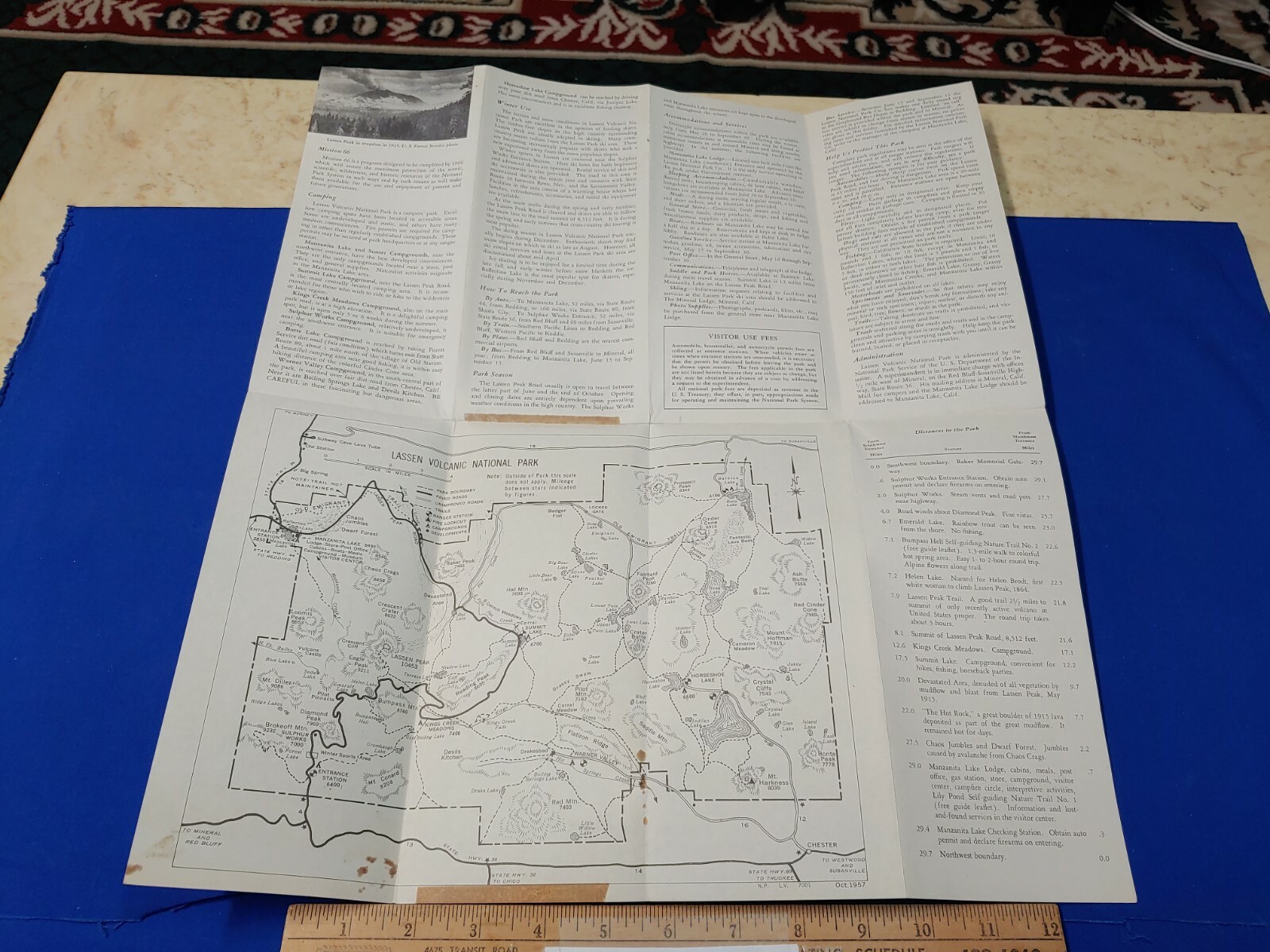 Vintage 1957 Lassen Volcanic National Park California Brochure Info Pictures Map