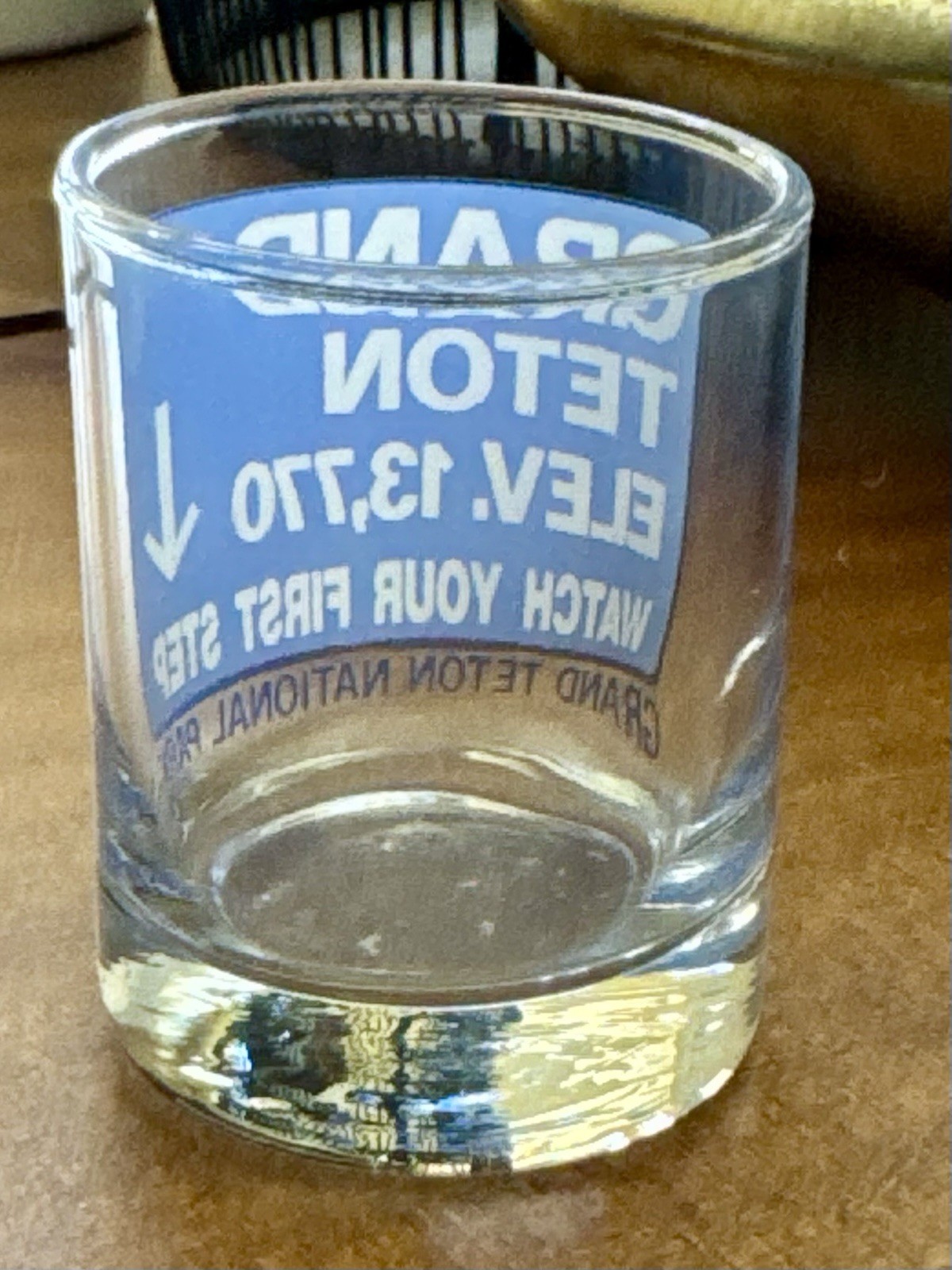 Vintage Grand Teton Double Shot Glass 3″ Clear Elevation 13770 ft