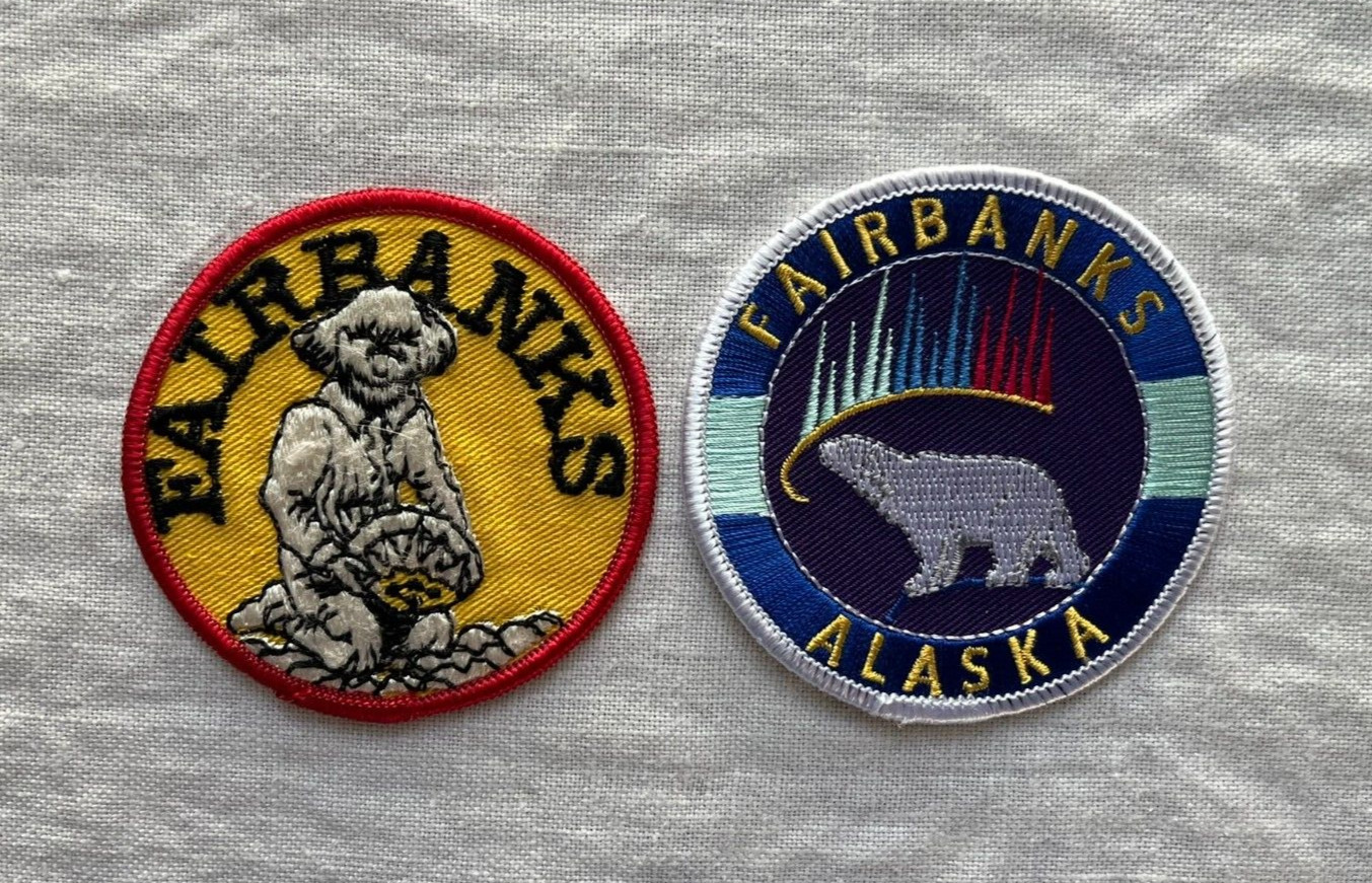 FAIRBANKS ALASKA 2 TRAVEL SOUVENIR COLLECTIBLE PATCHES