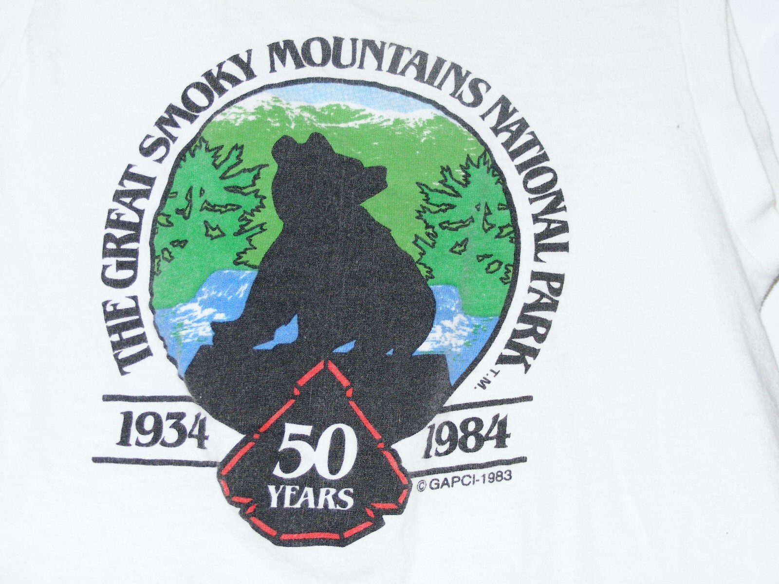 Vtg 1983 T-Shirt Great Smoky Mountains National Park Sz S 34-36 Sleeveless Bear