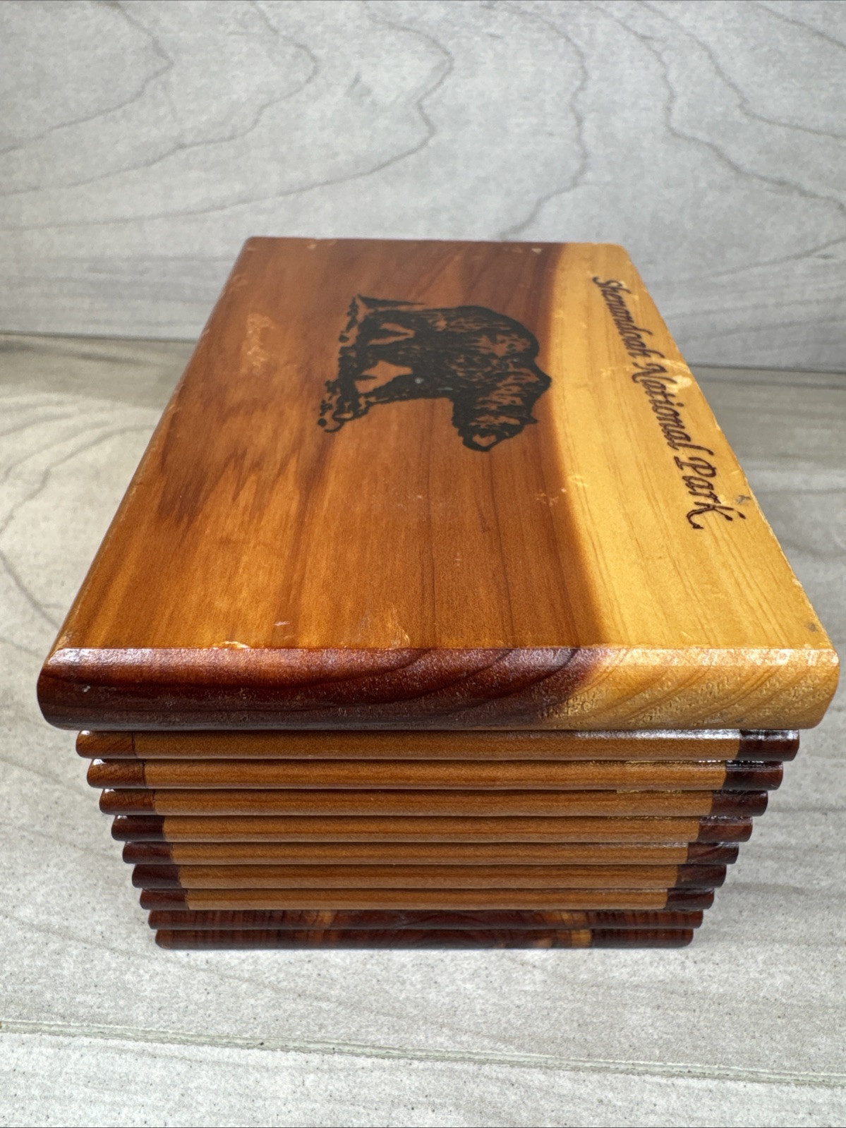 Vintage Shenandoah National Park Cedar Box Grizzly Bear Nature Wood Souvenir