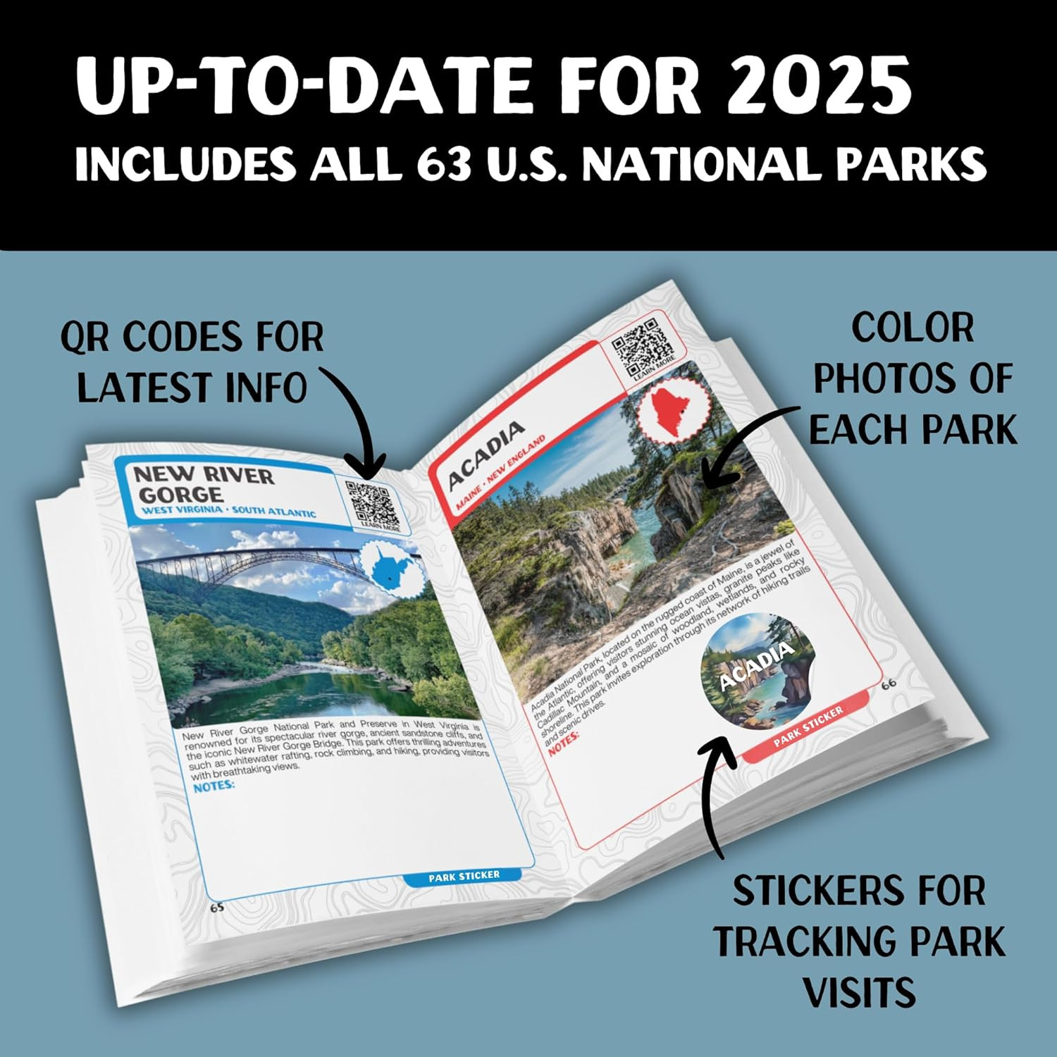 National Parks Stamp Book with Sticker Set: Passport-Sized National Park Book wi