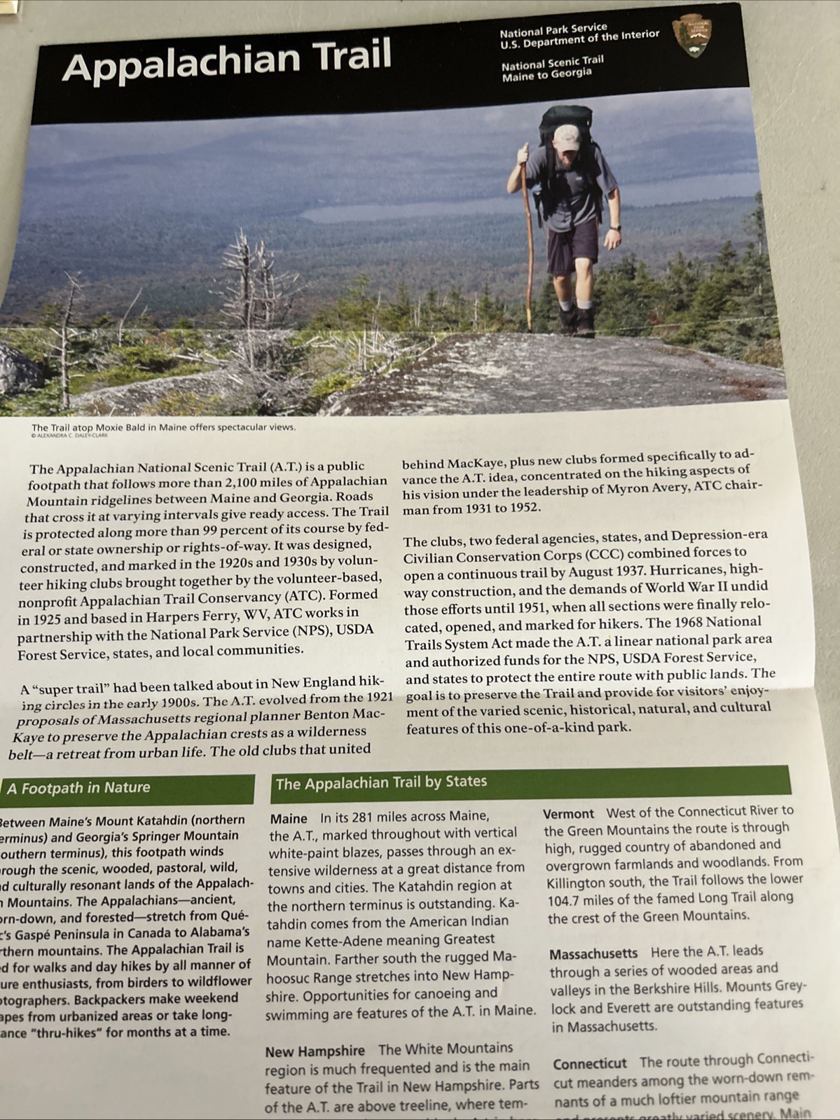 NPS Unigrid Scenic Trail Maine To Georgia Appalachian Trail hiking NC VA GA TN