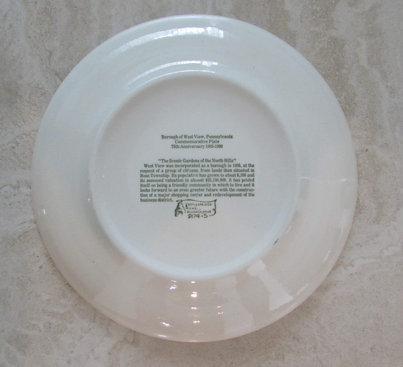 Vtg Borough of West View Horizons Park PA Commemorative Plate 75th Anniversary