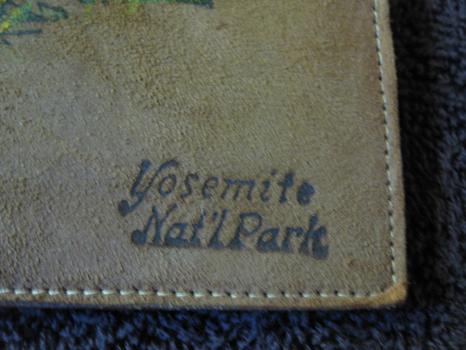 YOSEMITE SUEDE SOUVENIR STATIONARY HOLDER, HAND PAINTED