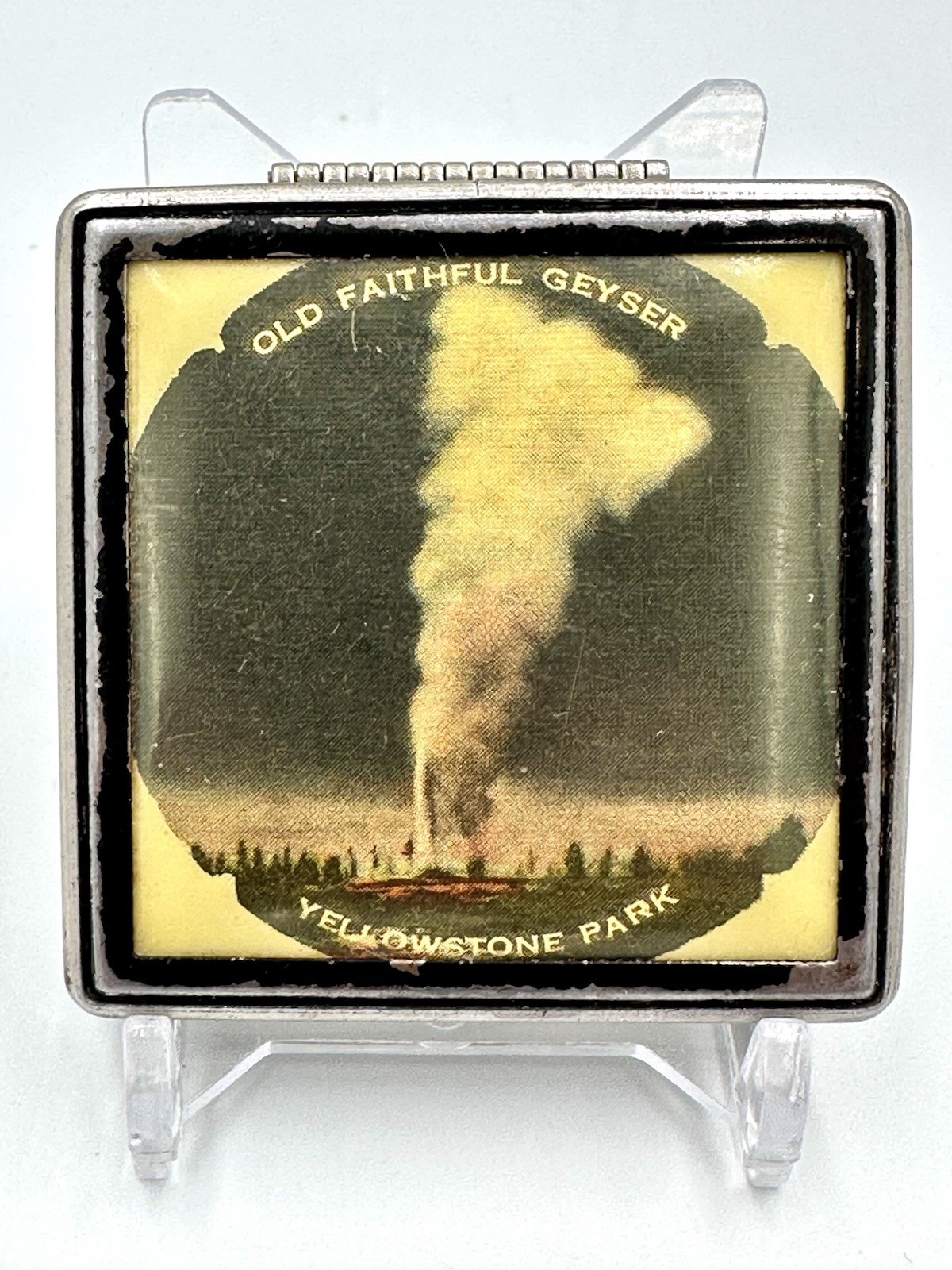 Vintage Compact Yellowstone National Park Souvenir Old Faithful Geyser
