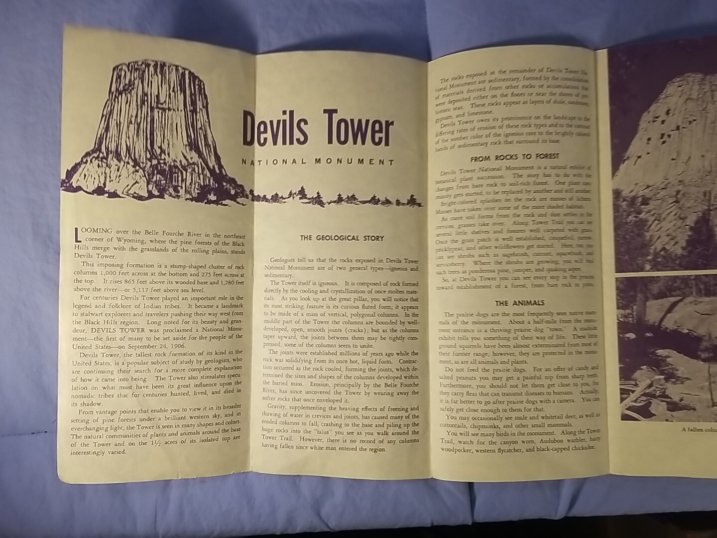 1967 Vintage Devils Tower National Monument Wyoming Travel Brochure