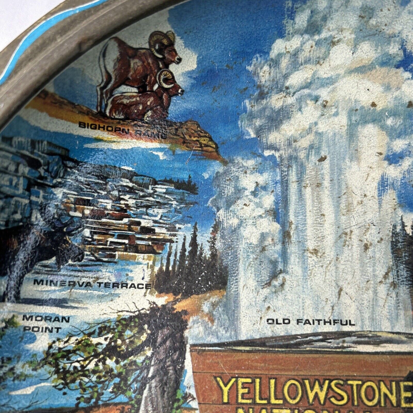 1960’s Yellowstone National Park Metal Tin Serving Tray Artist Ken Haag Souvenir