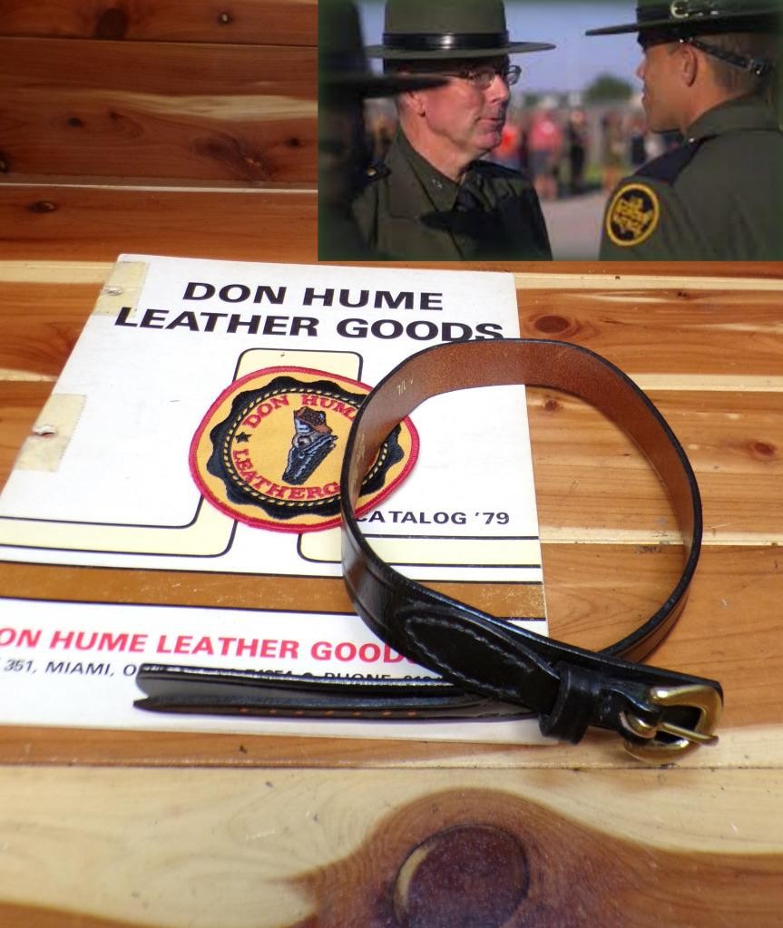 HUME Sz 6 7/8″ US Border Patrol Campaign Style Leather Hatband w/ Brass Buckle