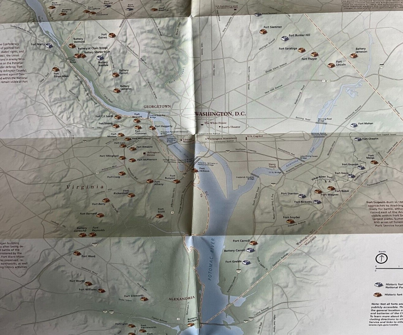 2026 CIVIL WAR DEFENSES of WASHINGTON NATIONAL PARK SERVICE UNIGRID BROCHURE/MAP